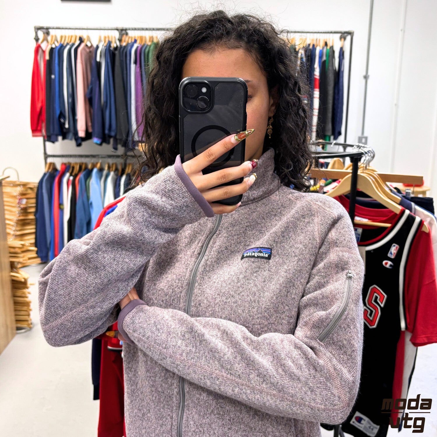 Vintage Y2K Patagonia Fleece Purple Large Retro Walking