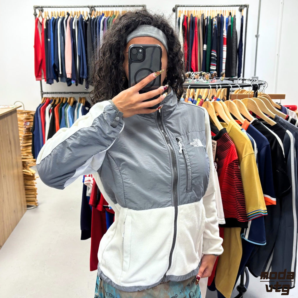 Vintage Y2K The North Face Denali Fleece Grey White Women’s Small Retro Outdoors
