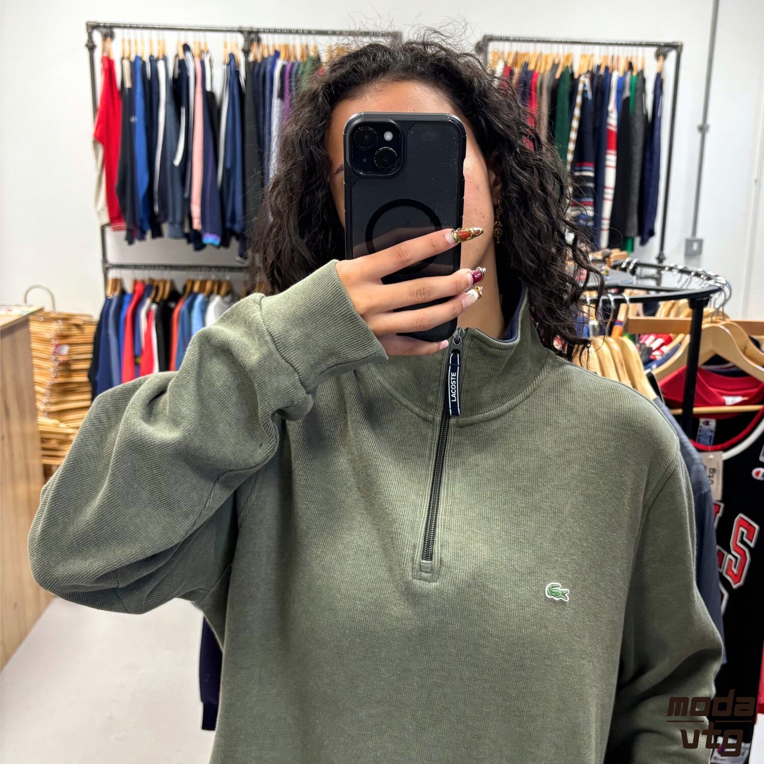Vintage Y2K Lacoste Sweatshirt Green Large Unisex Retro