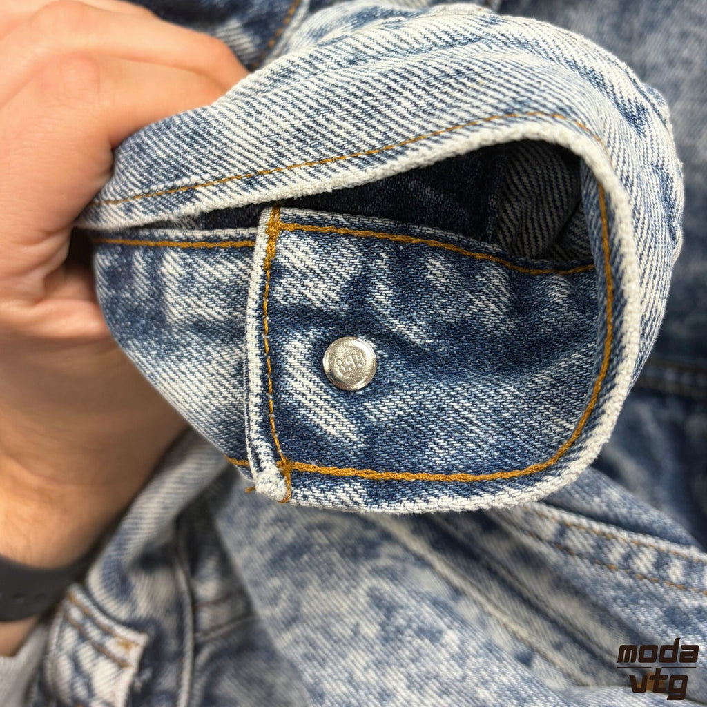 Levis Denim Jacket Acid Wash Made In USA Vintage 80s 57508 Trucker Blue Retro
