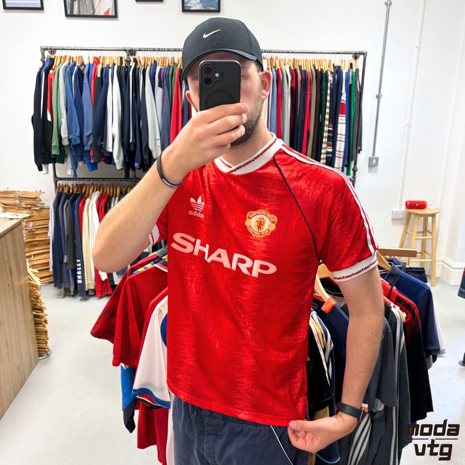 Vintage 1990/92 Manchester United Jersey Home Red Large Adidas Retro Unisex