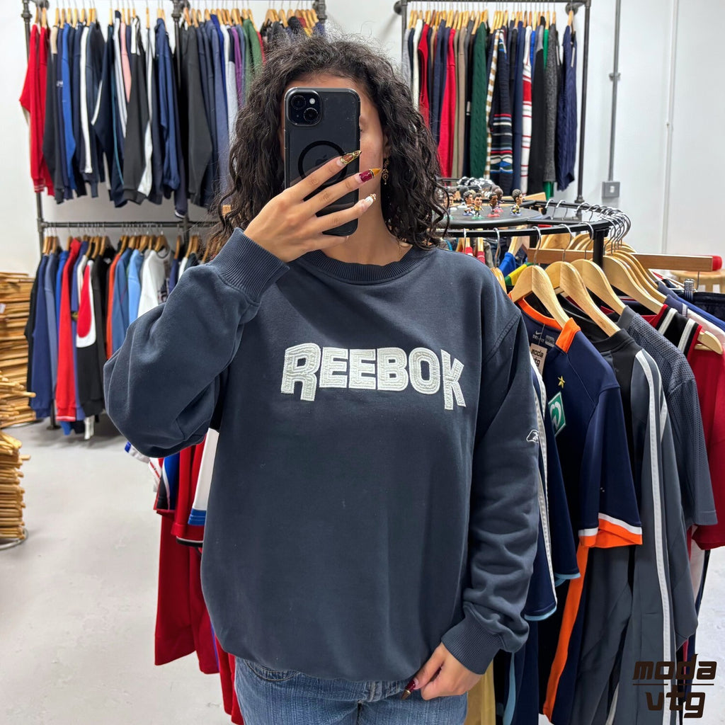 Vintage Y2K Reebok Sweatshirt Navy Small Retro Unisex