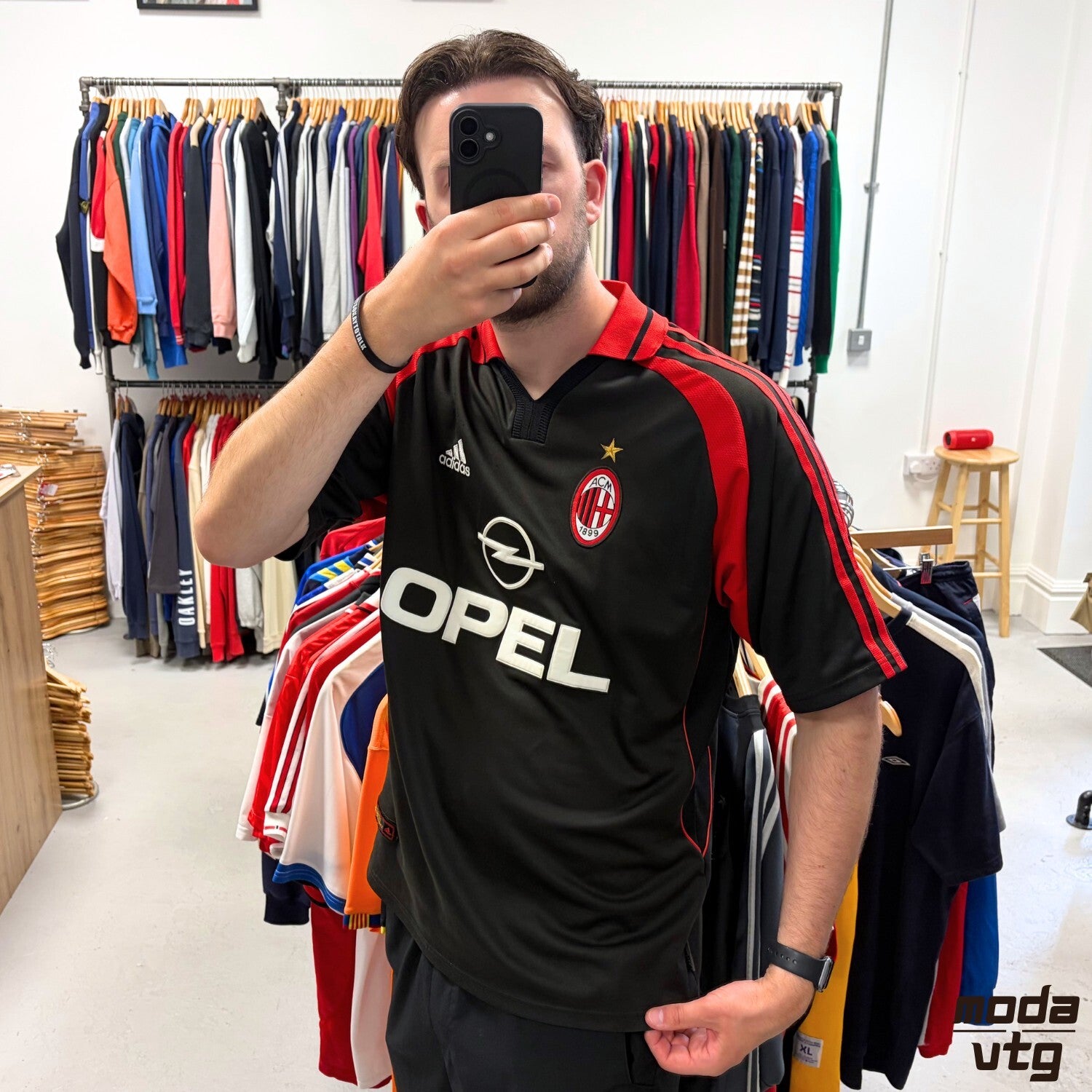 Vintage AC Milan Jersey Black XL Retro Adidas Unisex