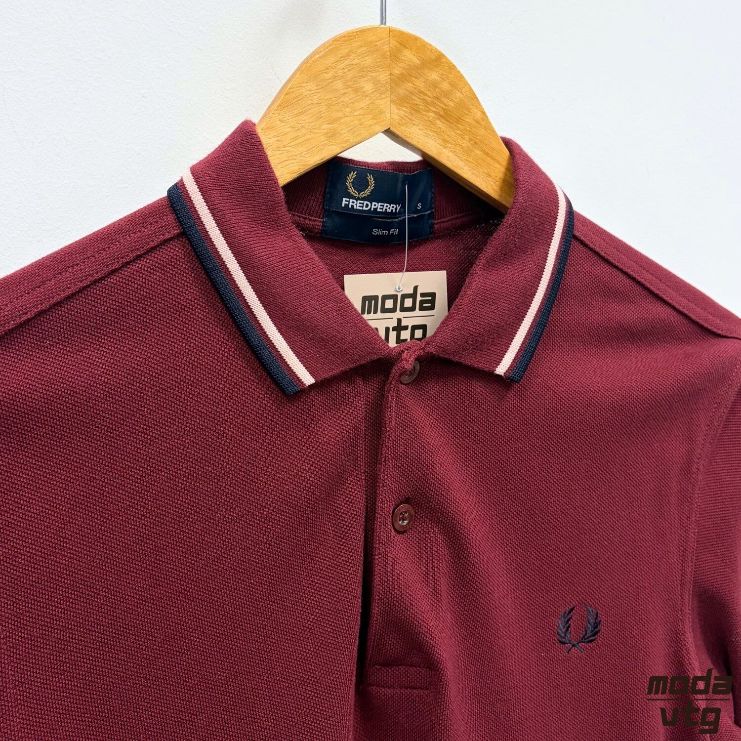 Fred Perry Polo Burgundy Small Slim Fit Vintage Y2K Mod Terrace Casuals Retro
