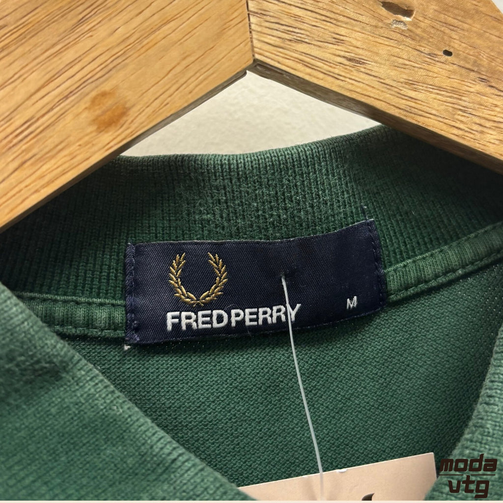 Fred Perry Polo Green Medium Vintage Y2K Mod Terrace Casuals Twin Tipped Retro