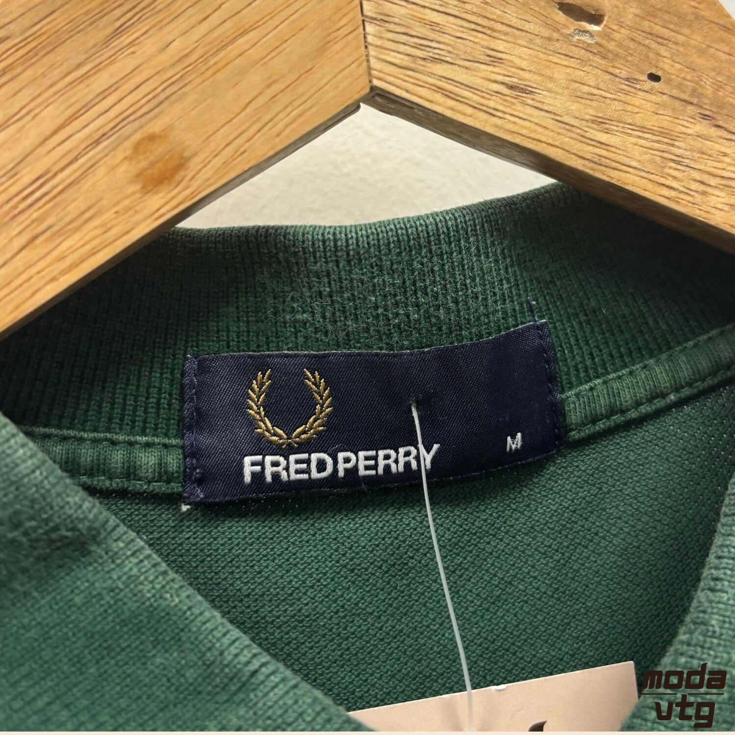 Fred Perry Polo Green Medium Vintage Y2K Mod Terrace Casuals Twin Tipped Retro