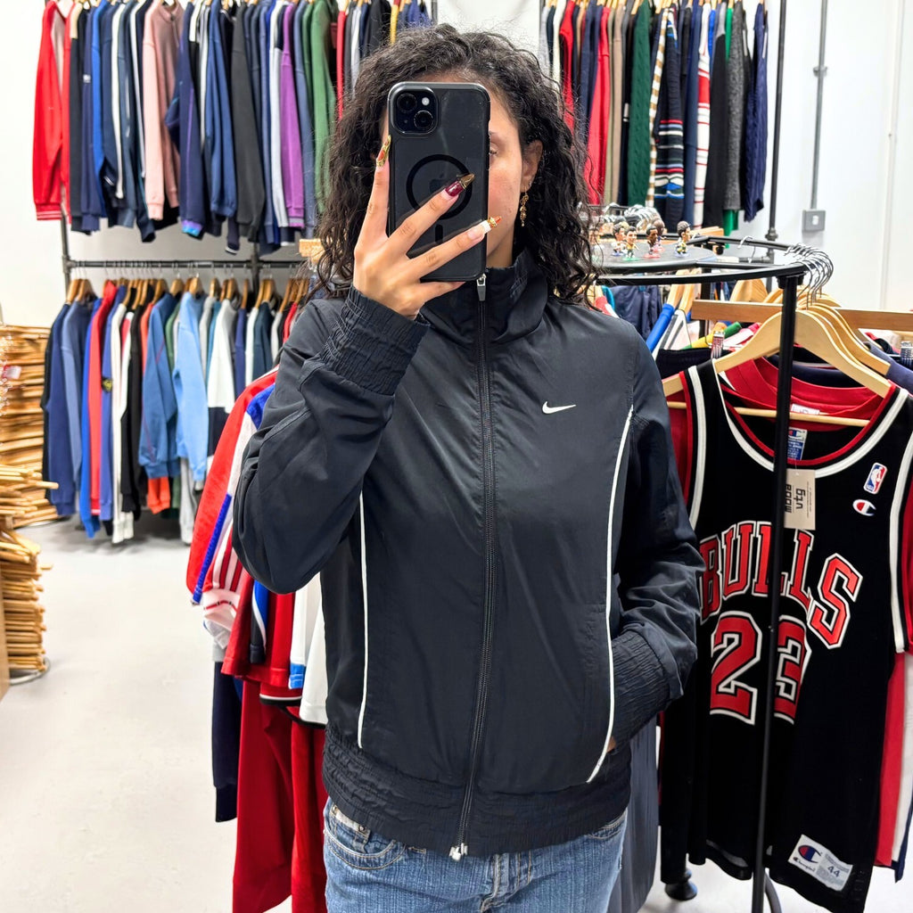 Vintage Y2K Nike Track Jacket Black Women’s Small Retro