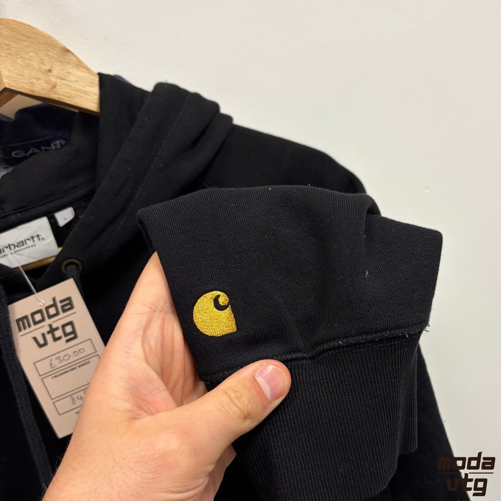 Vintage Y2K Carhartt Hoodie Black Large Retro Unisex