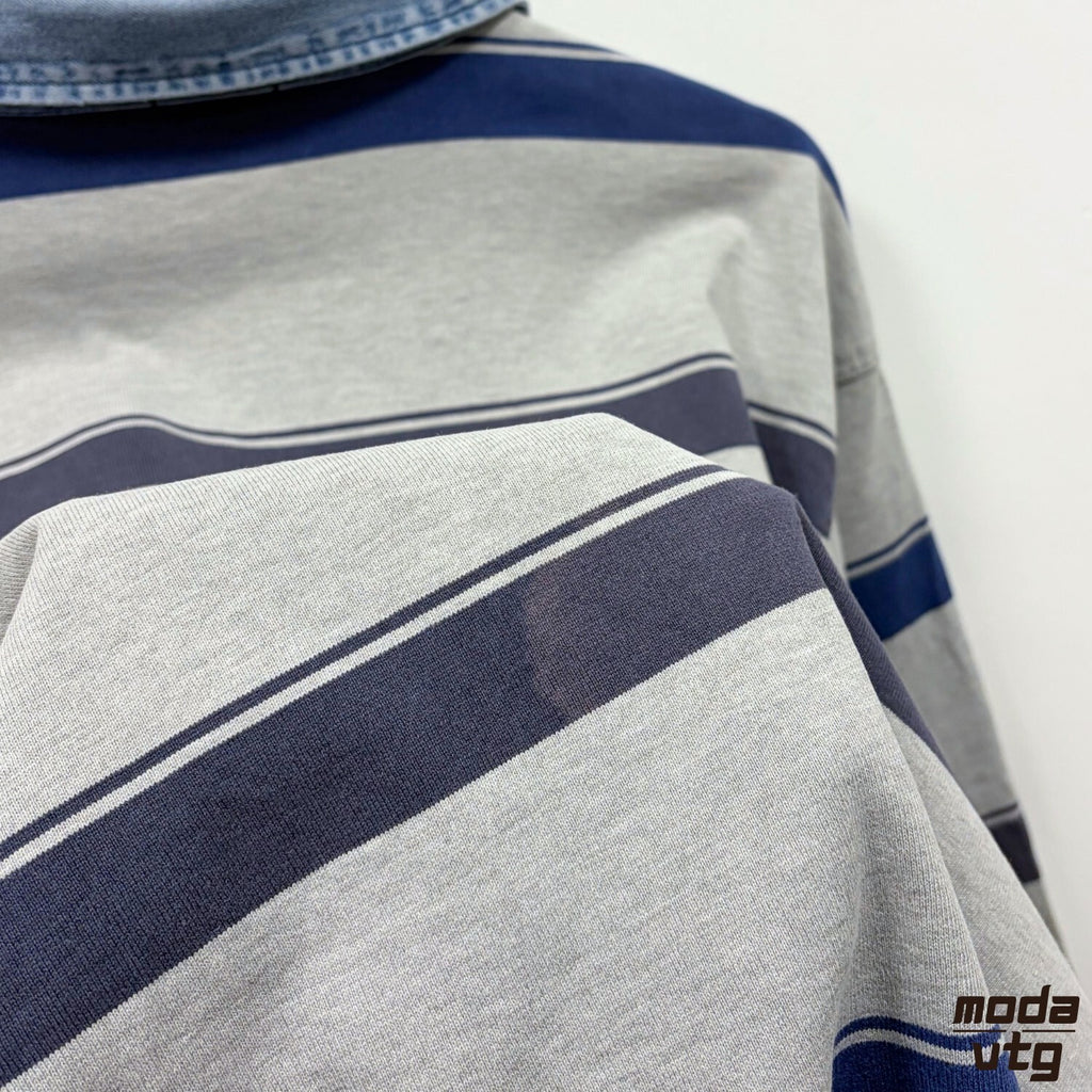 Vintage Y2K GANT Rugby Polo Grey XL Retro Striped