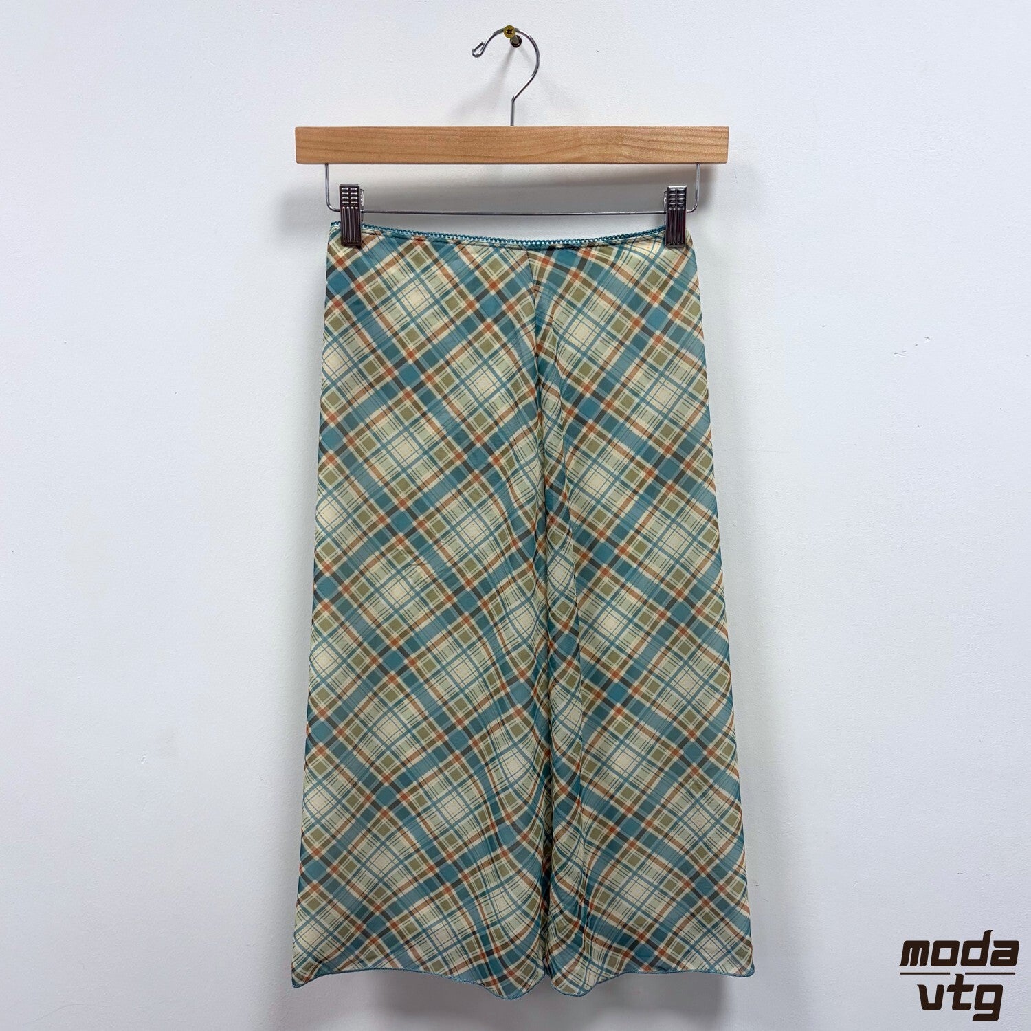 Vintage Y2K Midi Skirt Checked Women’s XS iZ Byer Girl Retro Summer