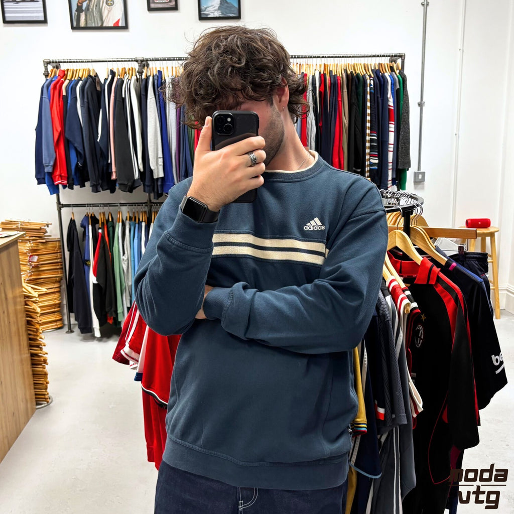 Vintage 90s Adidas Sweatshirt Navy Large Retro Unisex