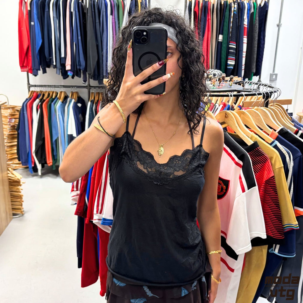 Vintage Y2K Cami Top Black Women’s Medium Charlotte Russe Summer Retro