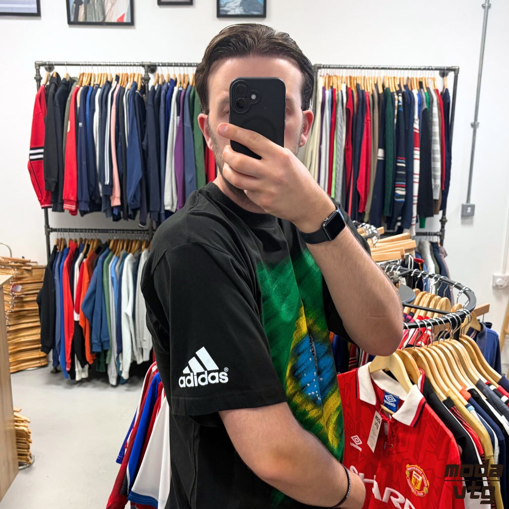 Vintage BNWT 1998 Brazil T-Shirt Black XL Retro Adidas Deadstock Holiday Summer
