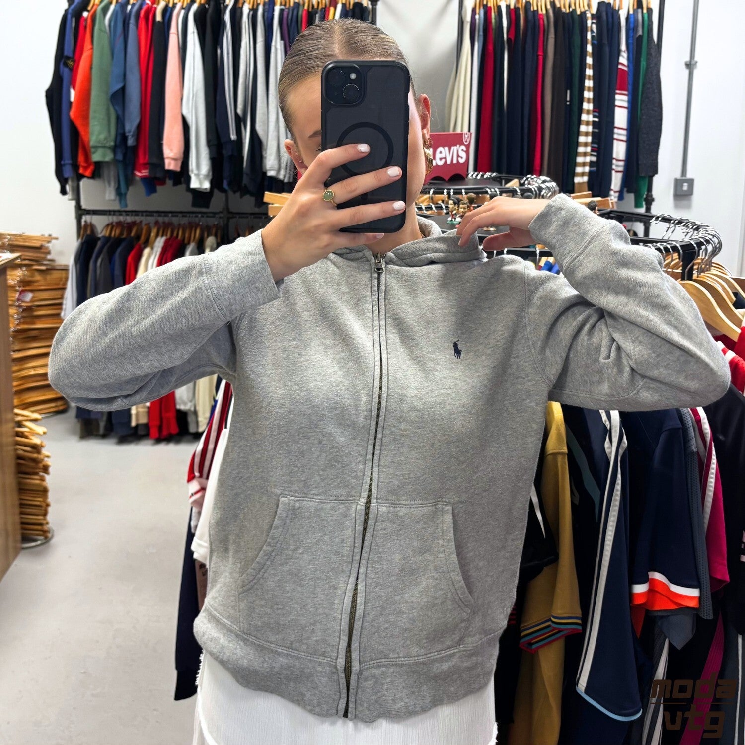Vintage Y2K Ralph Lauren Hoodie Grey Women’s Small Retro