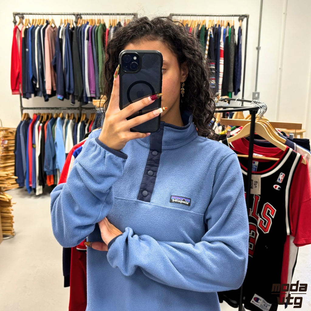 Vintage Y2K Patagonia Fleece Blue Medium Retro Unisex Snap-T