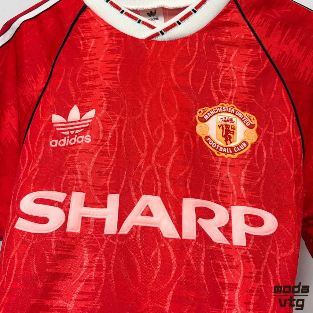Vintage 1990/92 Manchester United Jersey Home Red Large Adidas Retro Unisex