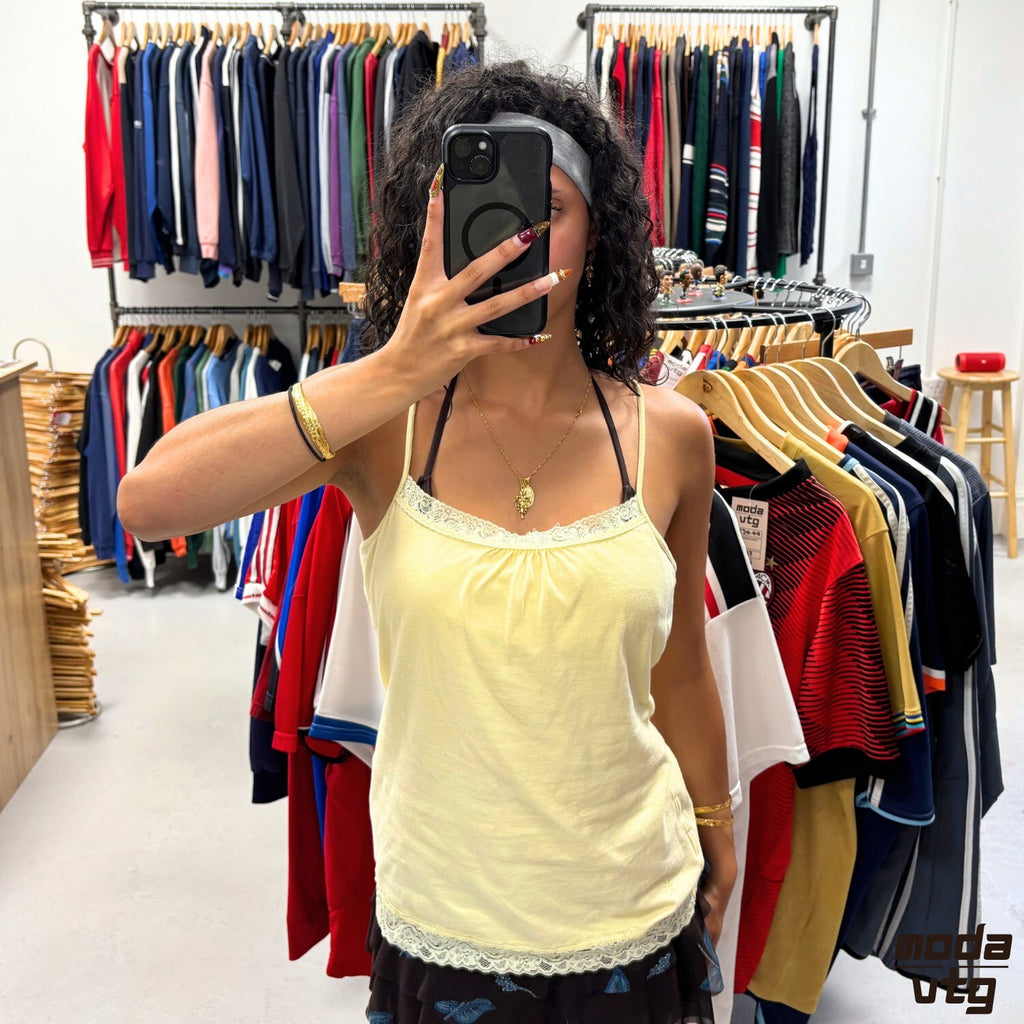 Vintage Y2K Cami Top Yellow Women’s Medium Summer Y2K