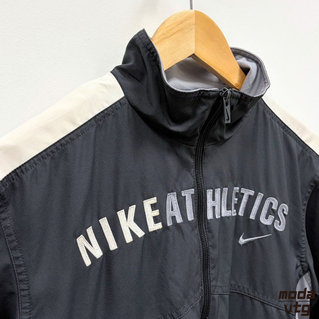 Nike Track Jacket Grey White Womens Vintage Y2K Athletic Retro Sporty Two Tone