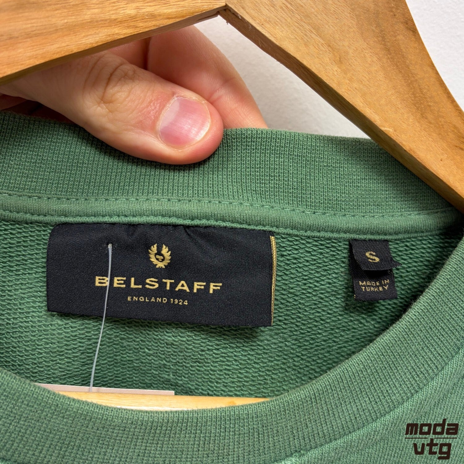 Vintage Y2K Belstaff Sweatshirt Green Medium Retro Unisex