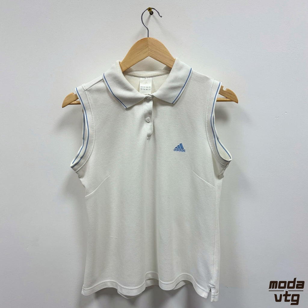 Adidas Sleeveless Polo White Women's Medium Vintage 2003 Vest Sporty Retro Y2K