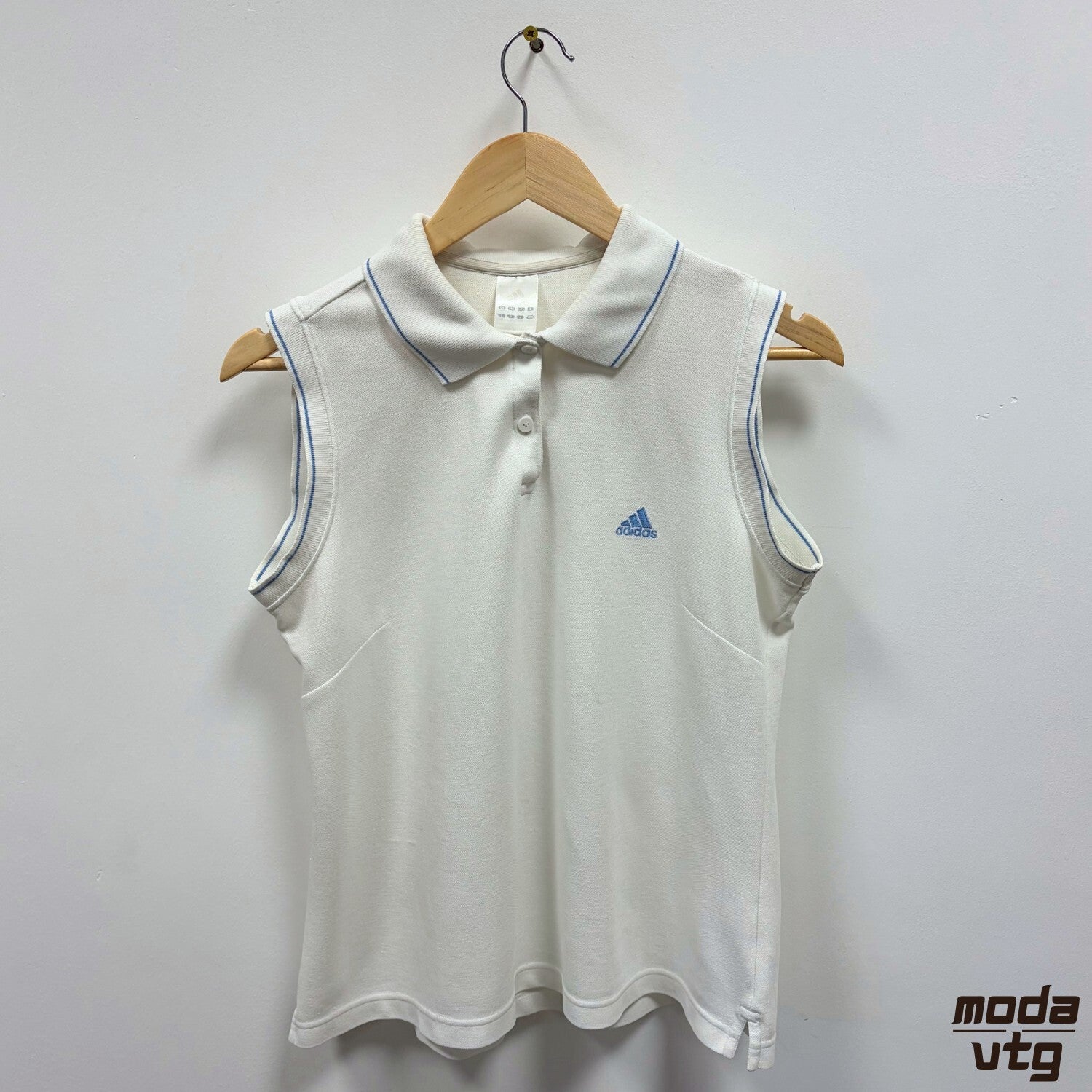 Adidas Sleeveless Polo White Women's Medium Vintage 2003 Vest Sporty Retro Y2K