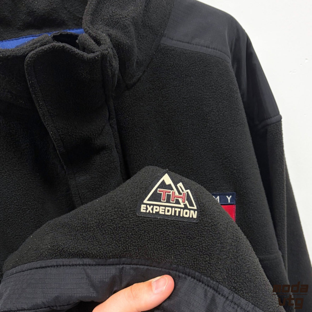 Tommy Hilfiger Expedition Fleece Black XL Vintage 90s Gorpcore Outdoors