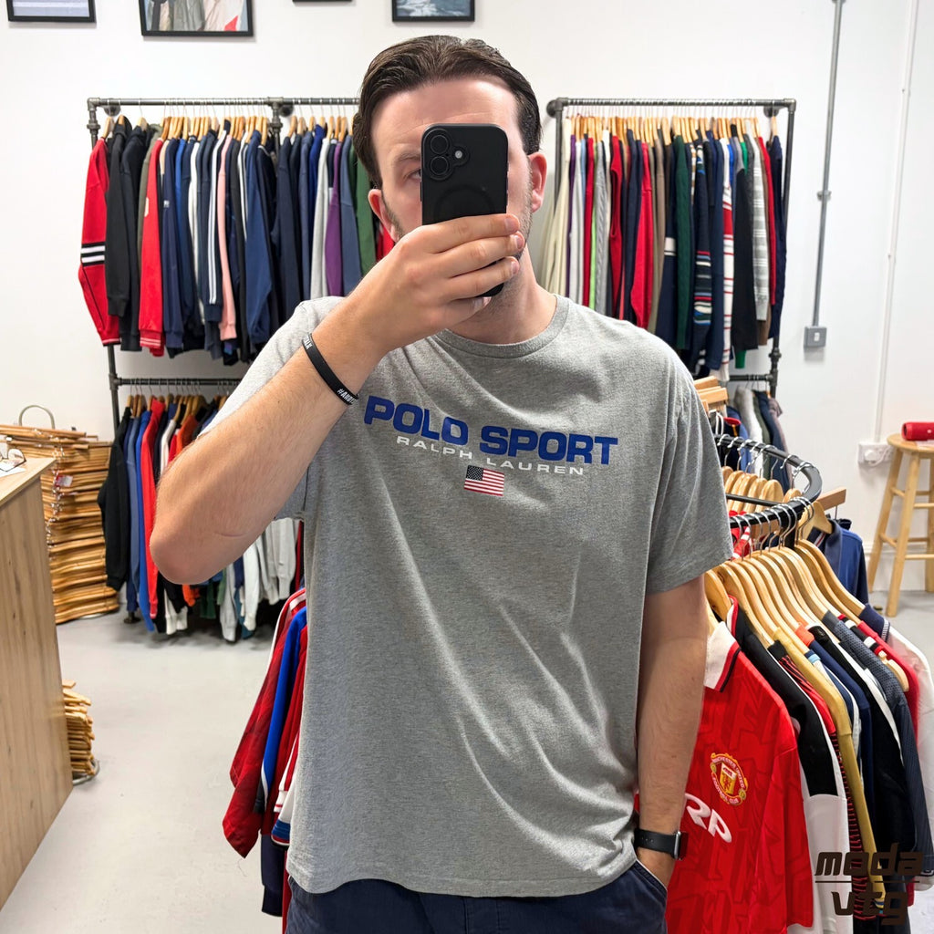 Vintage Y2K Polo Sport Ralph Lauren T-Shirt Grey XXL Retro Holiday Summer