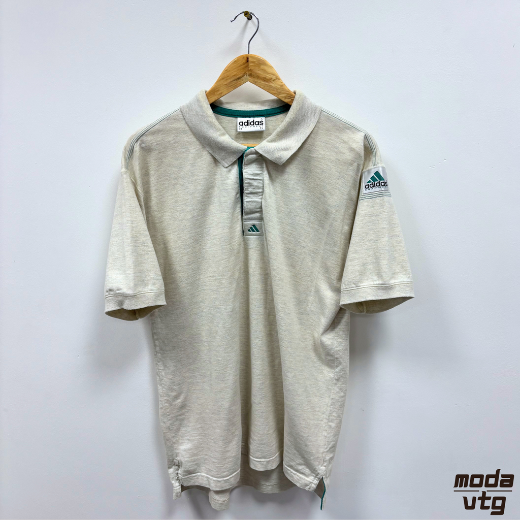 Vintage 90s Adidas Equipment Polo Grey Large Retro Summer