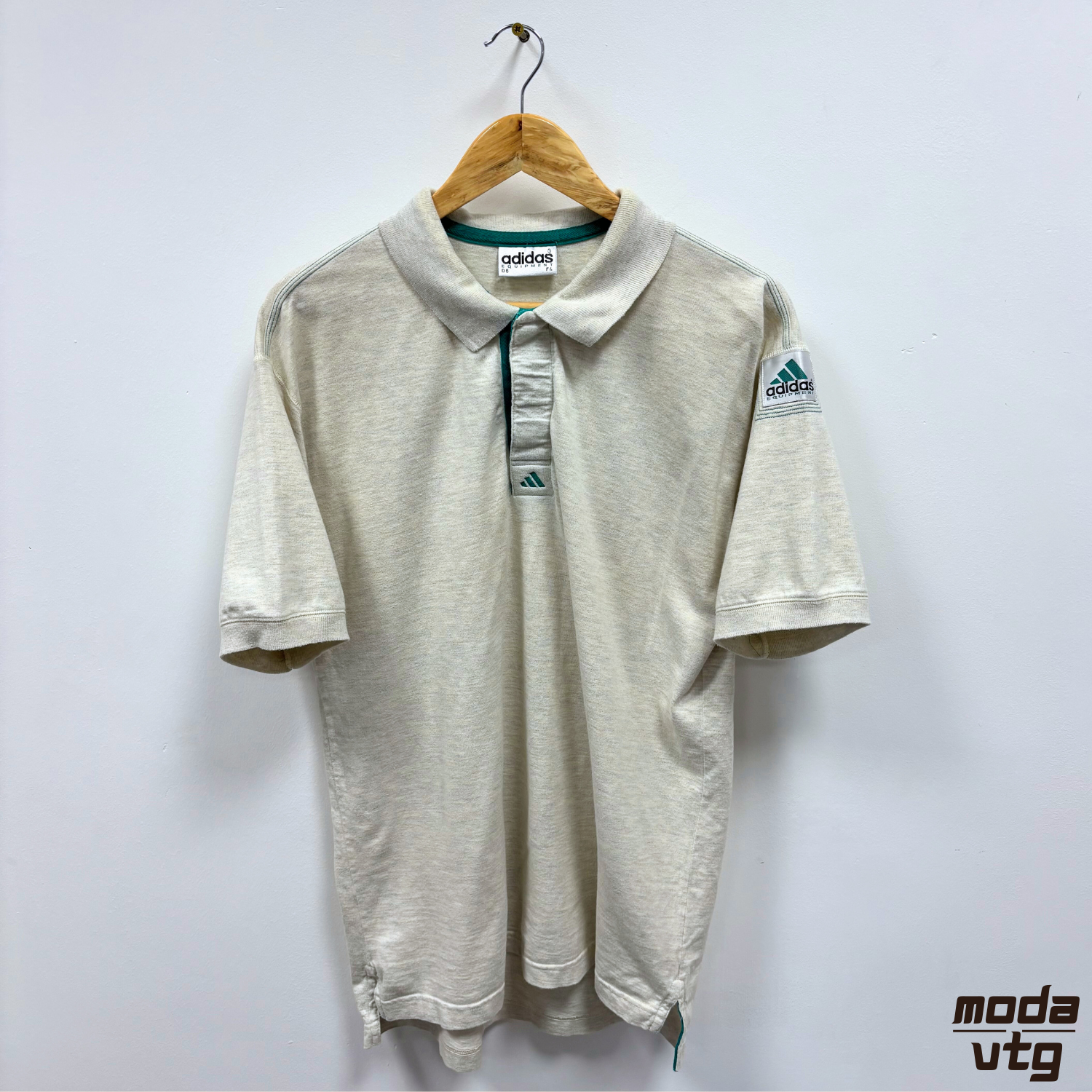 Vintage 90s Adidas Equipment Polo Grey Large Retro Summer