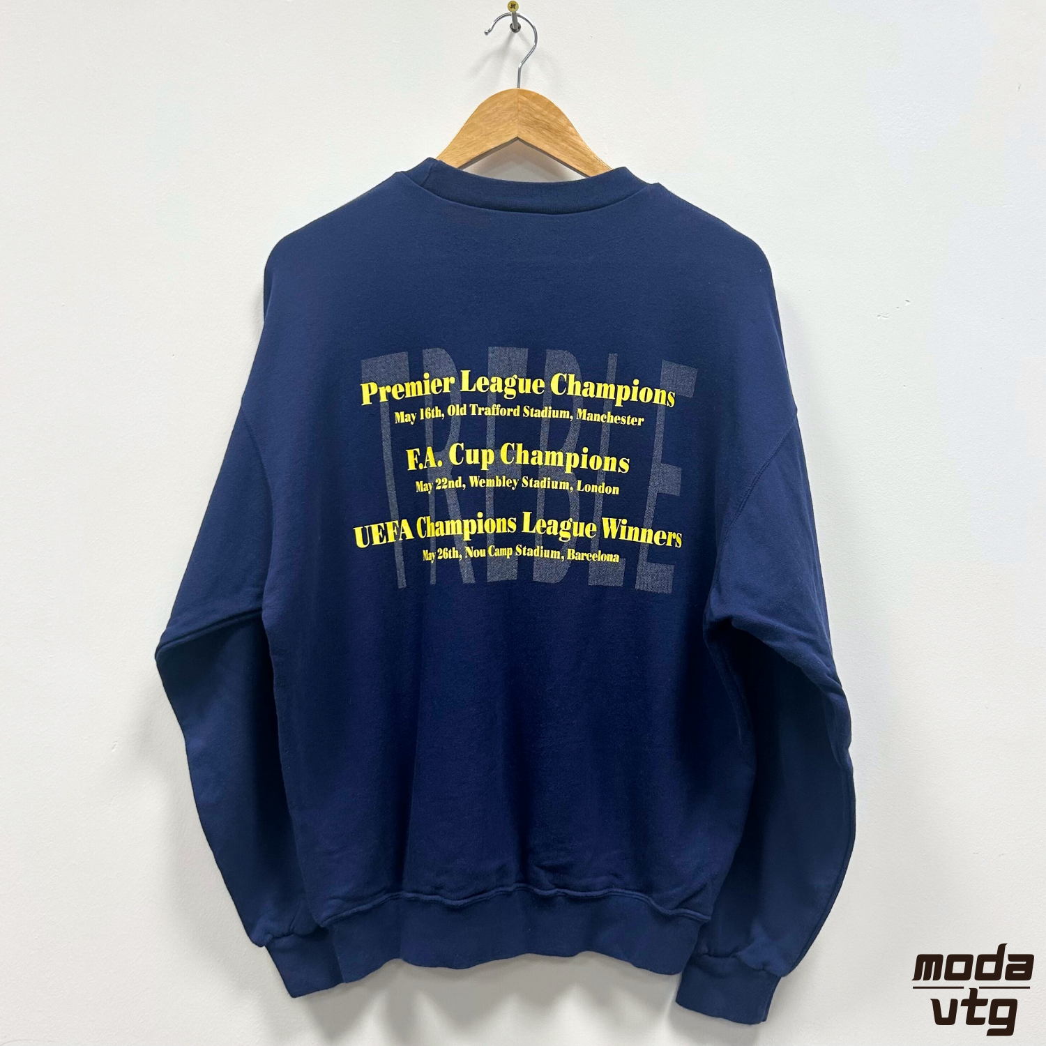 Vintage 1999 Manchester United Sweatshirt Navy Small Treble Winners Retro Umbro