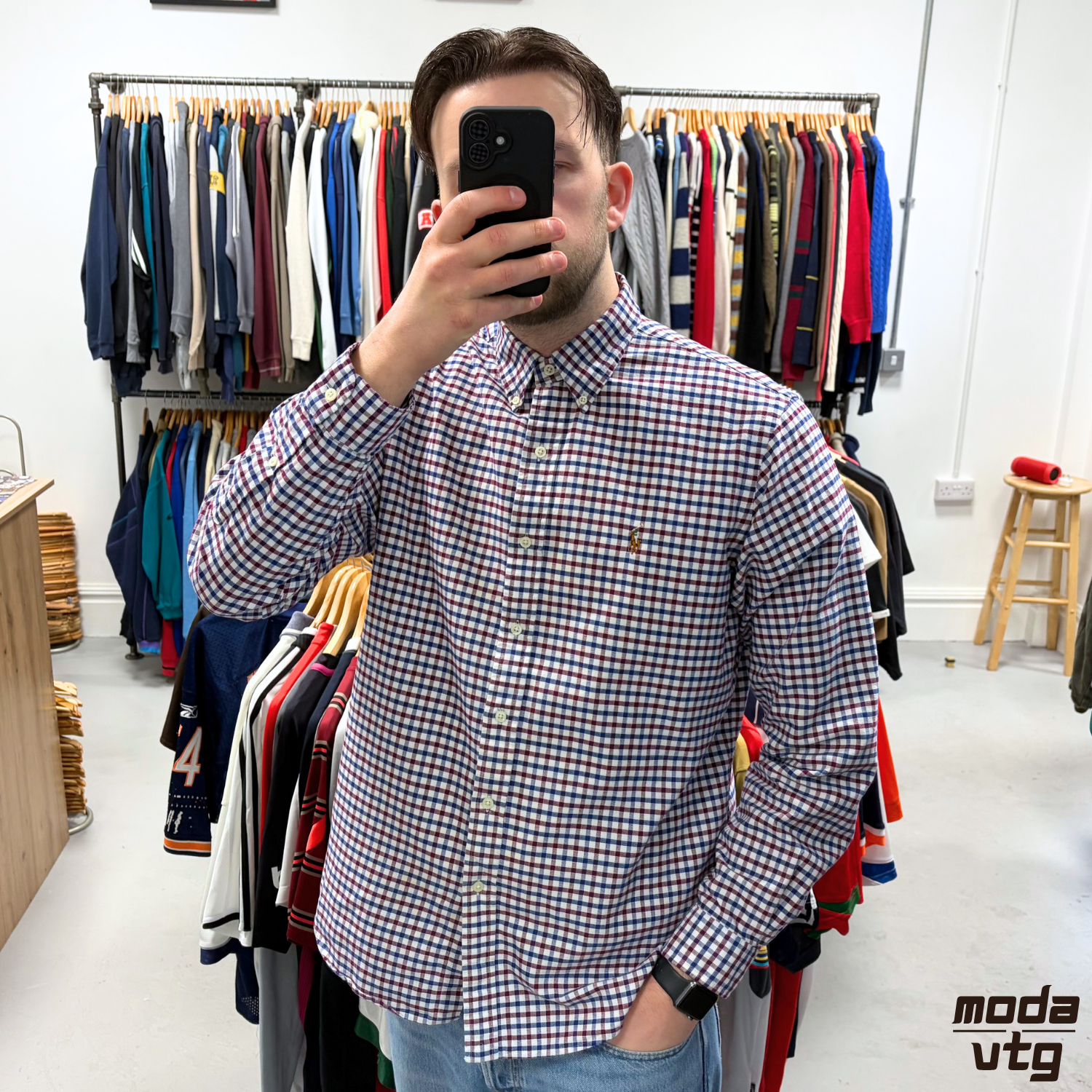 Vintage Y2K Ralph Lauren Shirt Large Retro Cotton Gingham