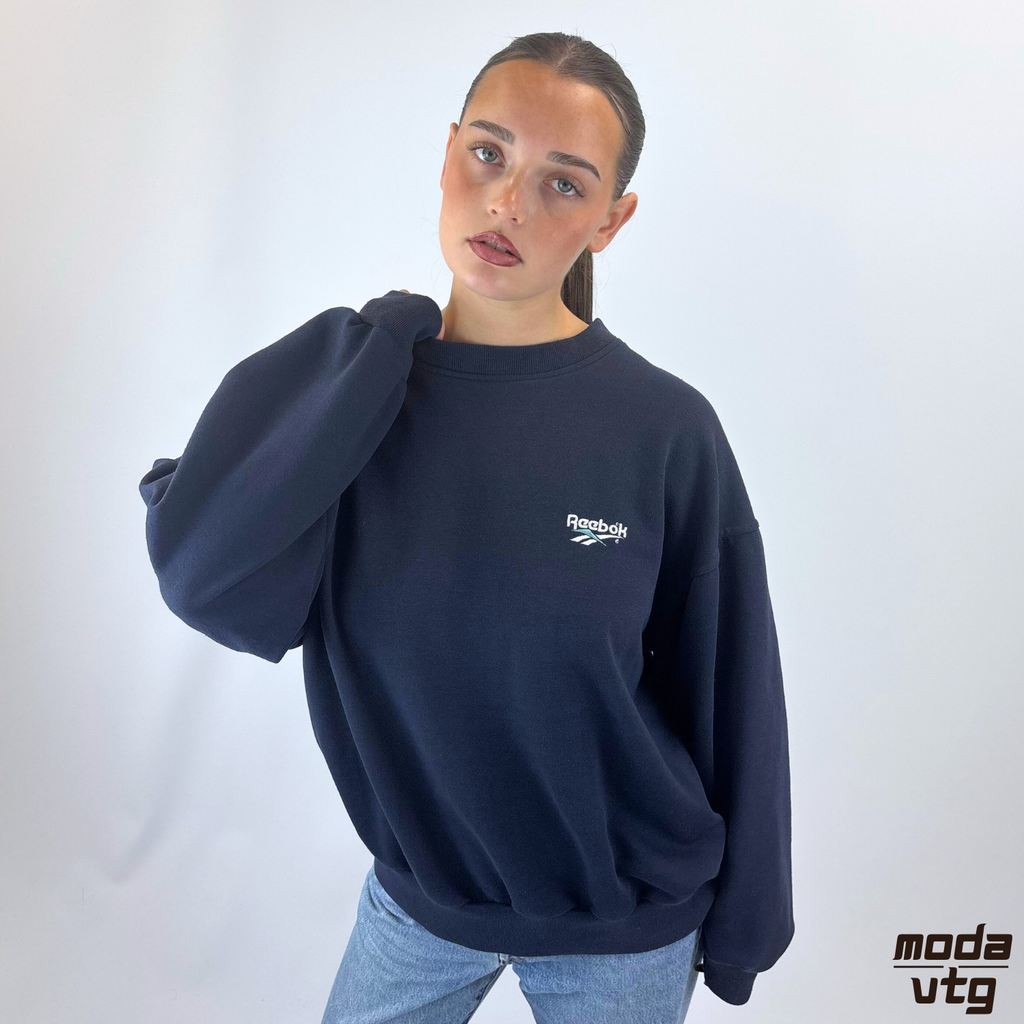 Vintage Y2K Reebok Sweatshirt Navy Medium Crewneck