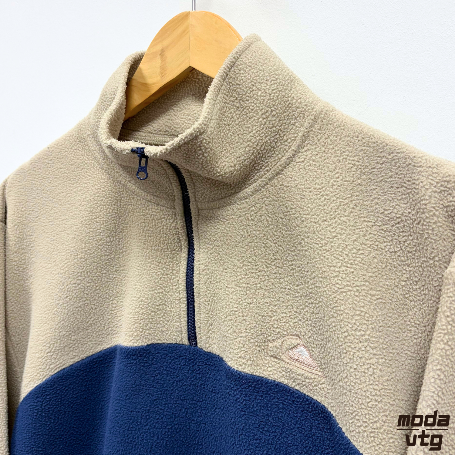 Vintage Y2K Quiksilver Fleece Beige Large Retro Quarter Zip