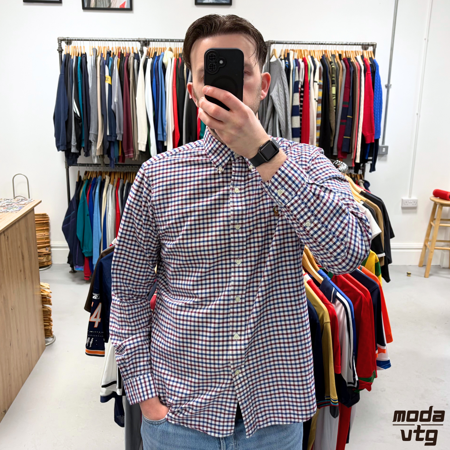 Vintage Y2K Ralph Lauren Shirt Large Retro Cotton Gingham