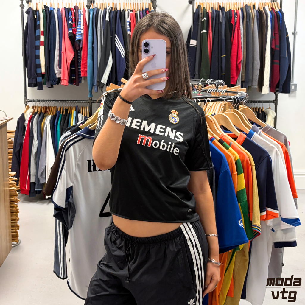 Vintage 2004/05 Real Madrid Jersey Black Women’s Small Away Retro Adidas Summer