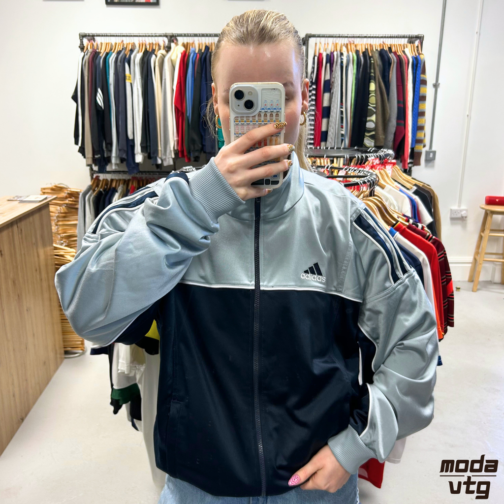 Vintage Y2K Adidas Track Jacket Navy Large Retro Unisex