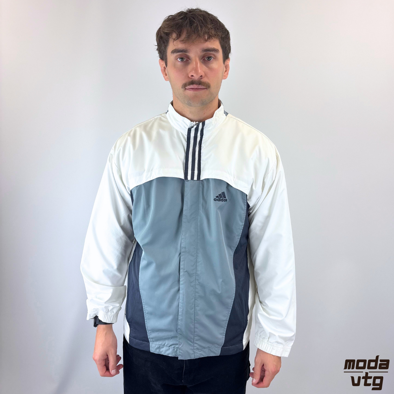 Vintage Y2K Adidas Track Jack Grey Large Retro