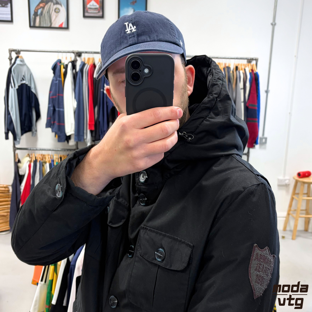 Vintage Y2K Armani Jeans Parka Jacket Black XL Retro AX