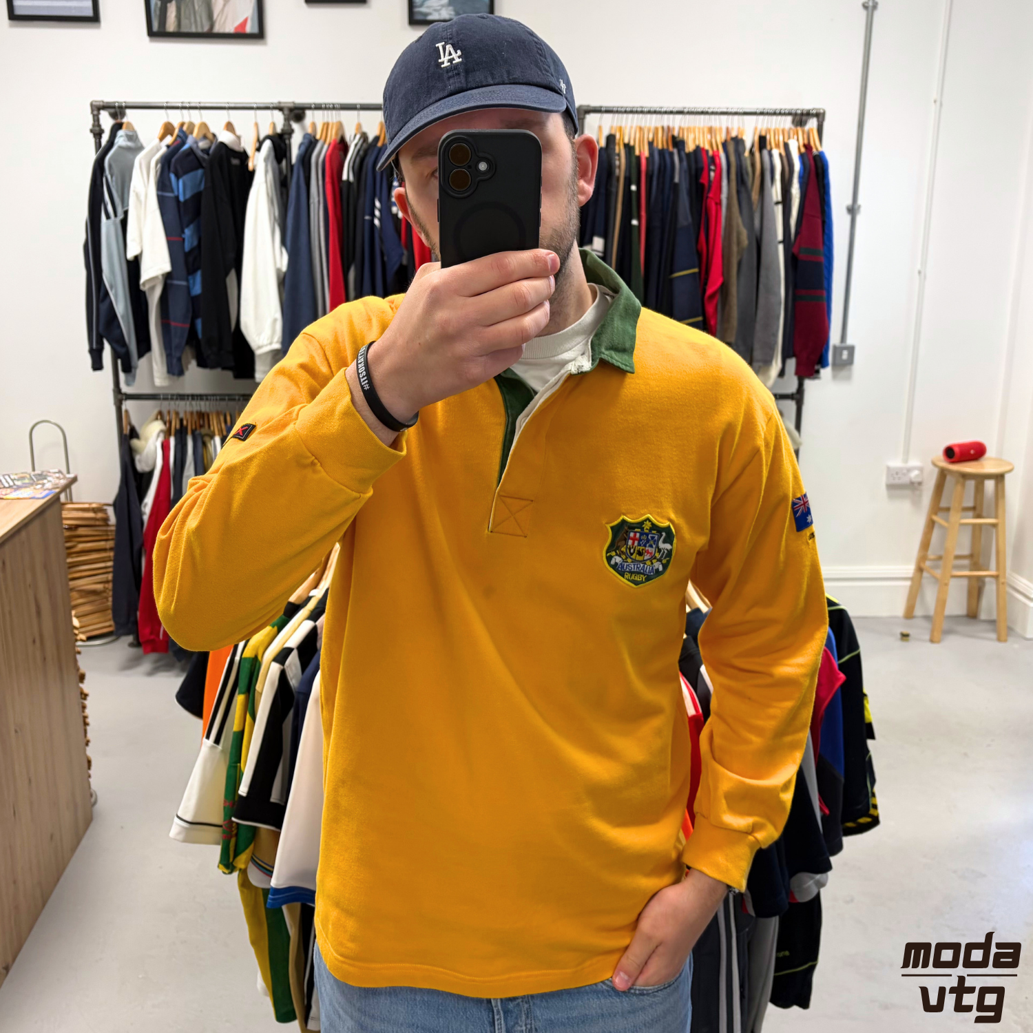 Vintage 90s Australian Rugby Polo Yellow Large Retro Unisex Chak Sports