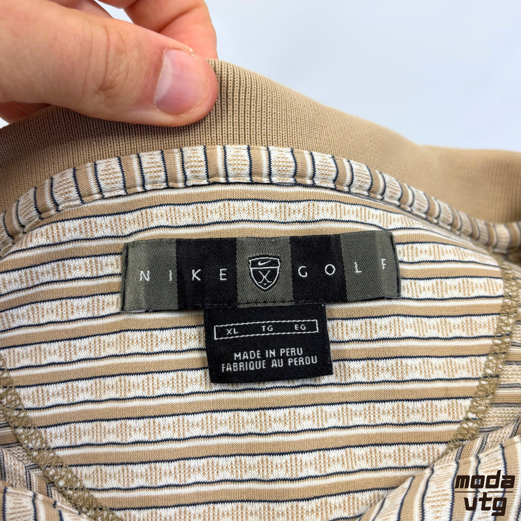 Vintage Y2K Nike Golf Disney Polo Beige XL Striped