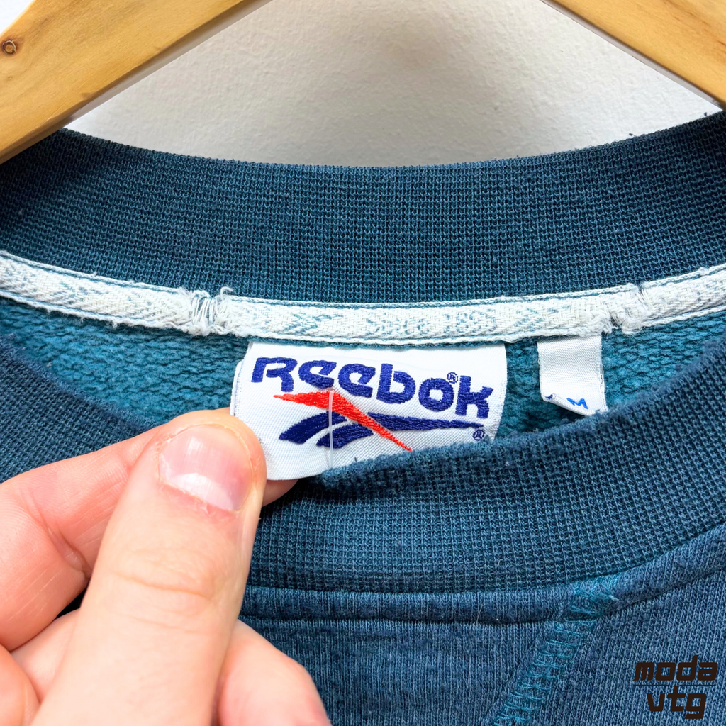 Vintage 90s Reebok Sweatshirt Turquoise Large Retro