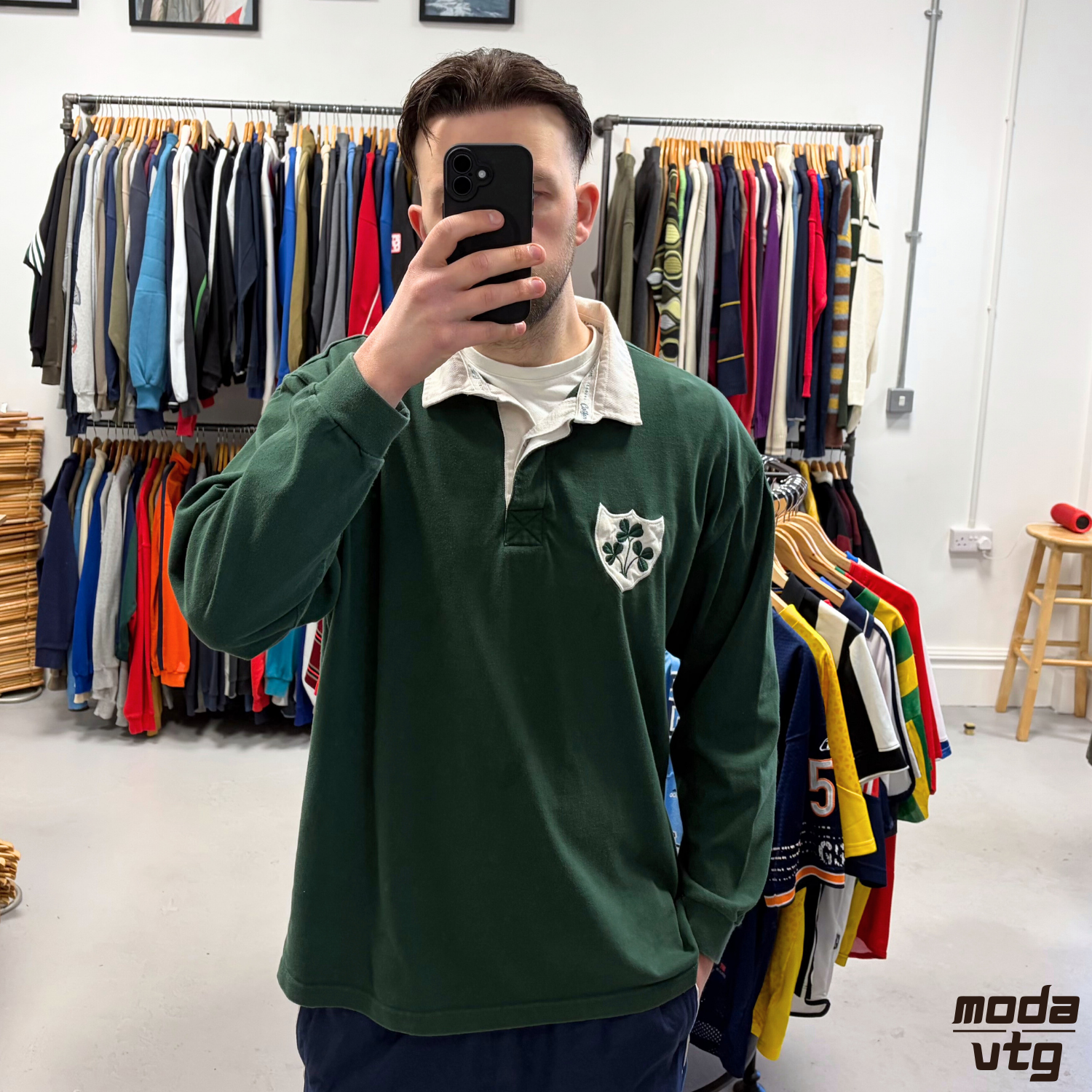 Vintage 90s Ireland Rugby Polo Green XL Retro Cotton Traders