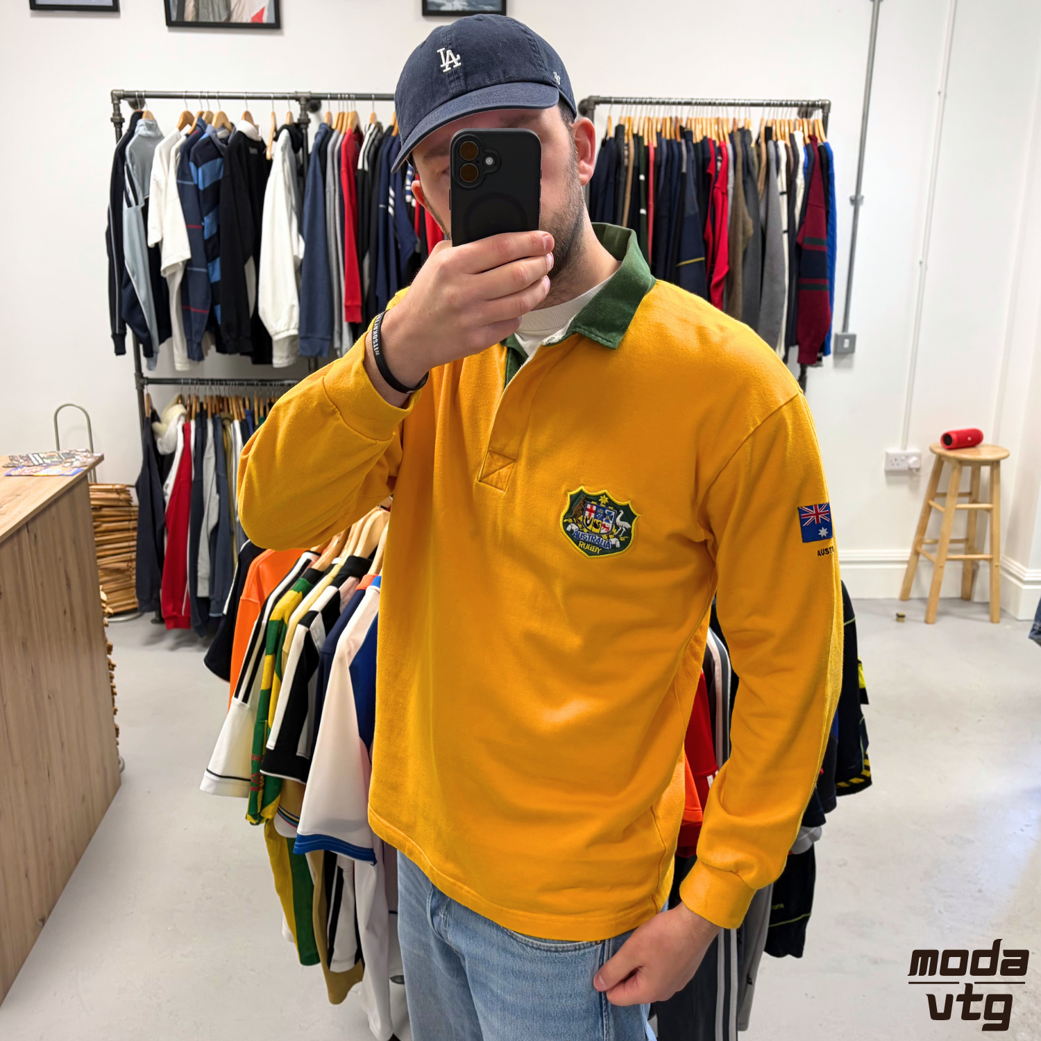 Vintage 90s Australian Rugby Polo Yellow Large Retro Unisex Chak Sports