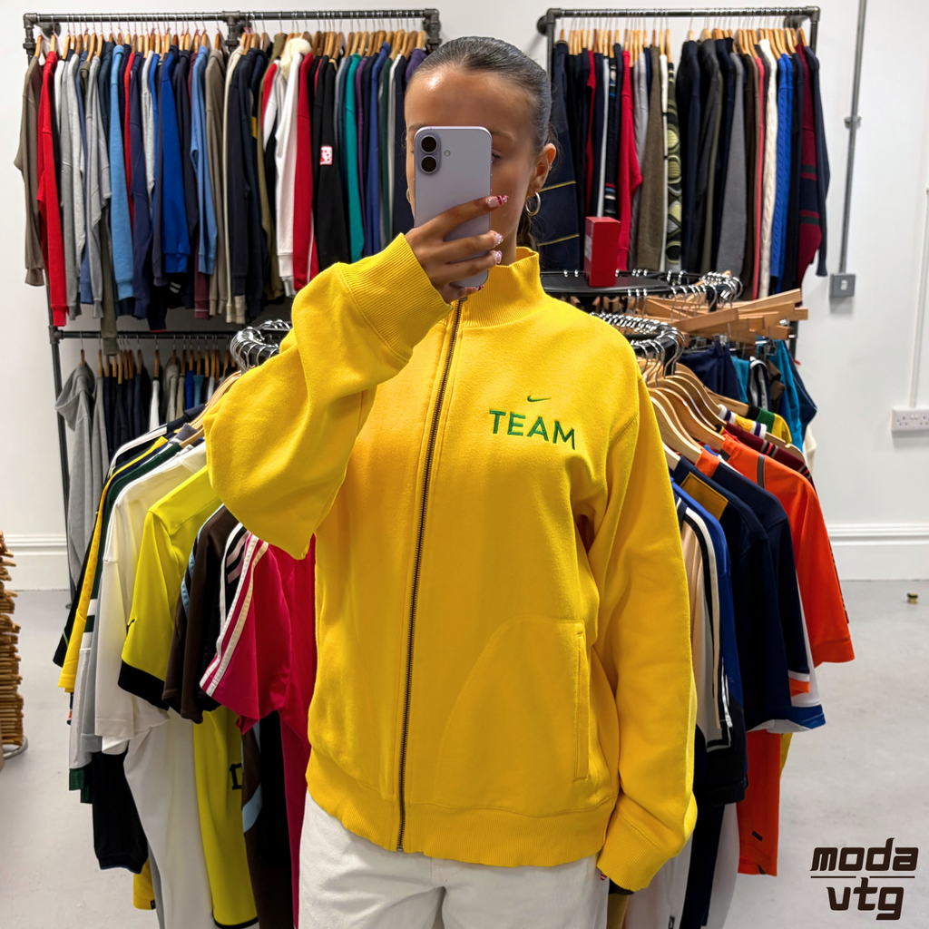 Vintage Y2K Nike Brazil Sweatshirt Yellow Large Retro Unisex