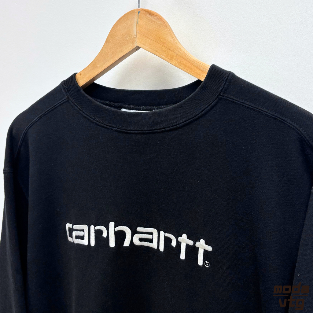 Vintage Y2K Carhartt Sweatshirt Black Small Spell Out