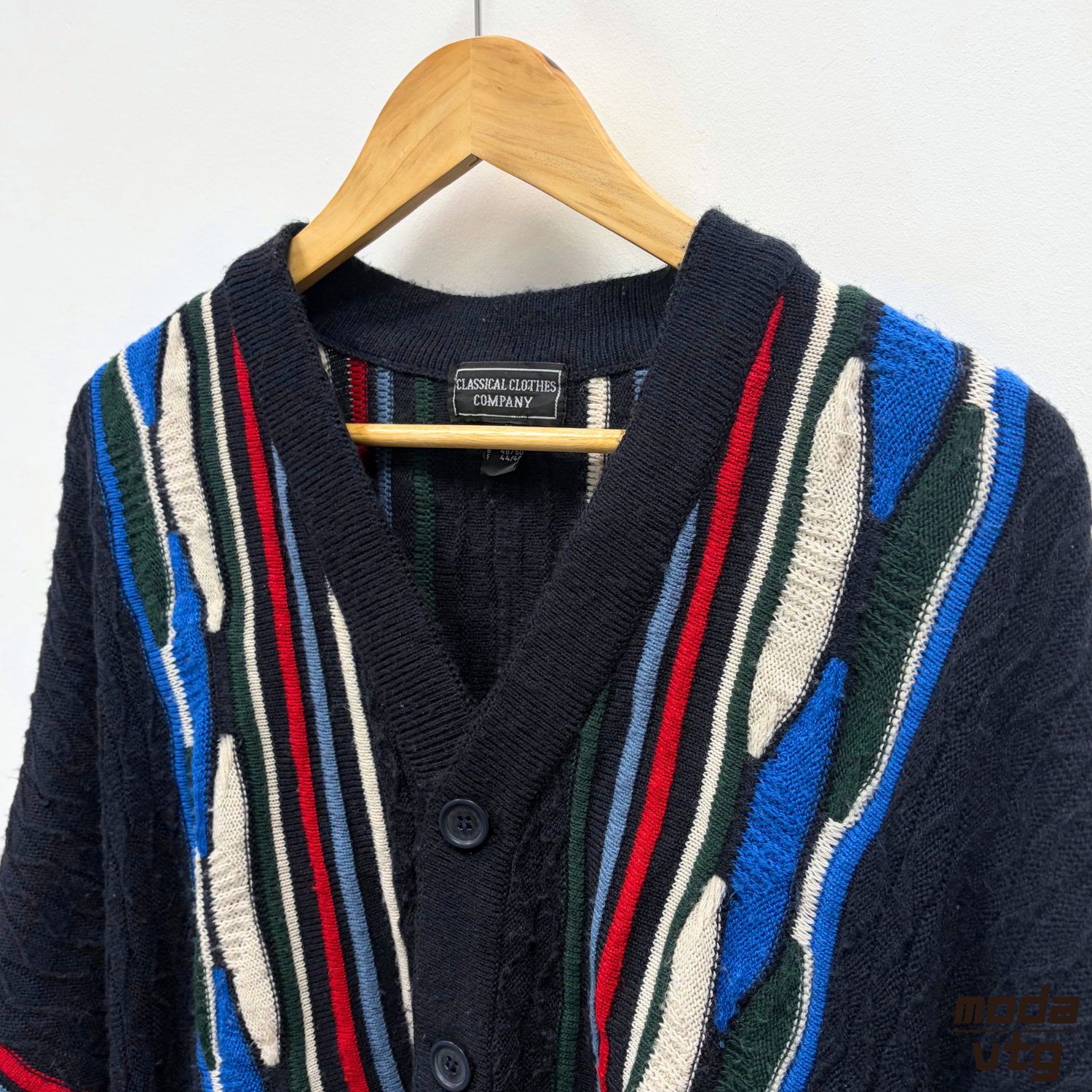 Vintage 90s Coogi Style Cardigan Large Knitted Multicoloured Retro Unisex