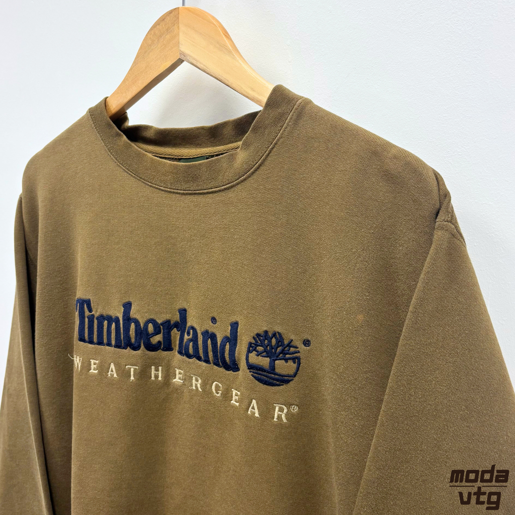 Vintage 90s Timberland Sweatshirt Green Medium Crewneck Retro