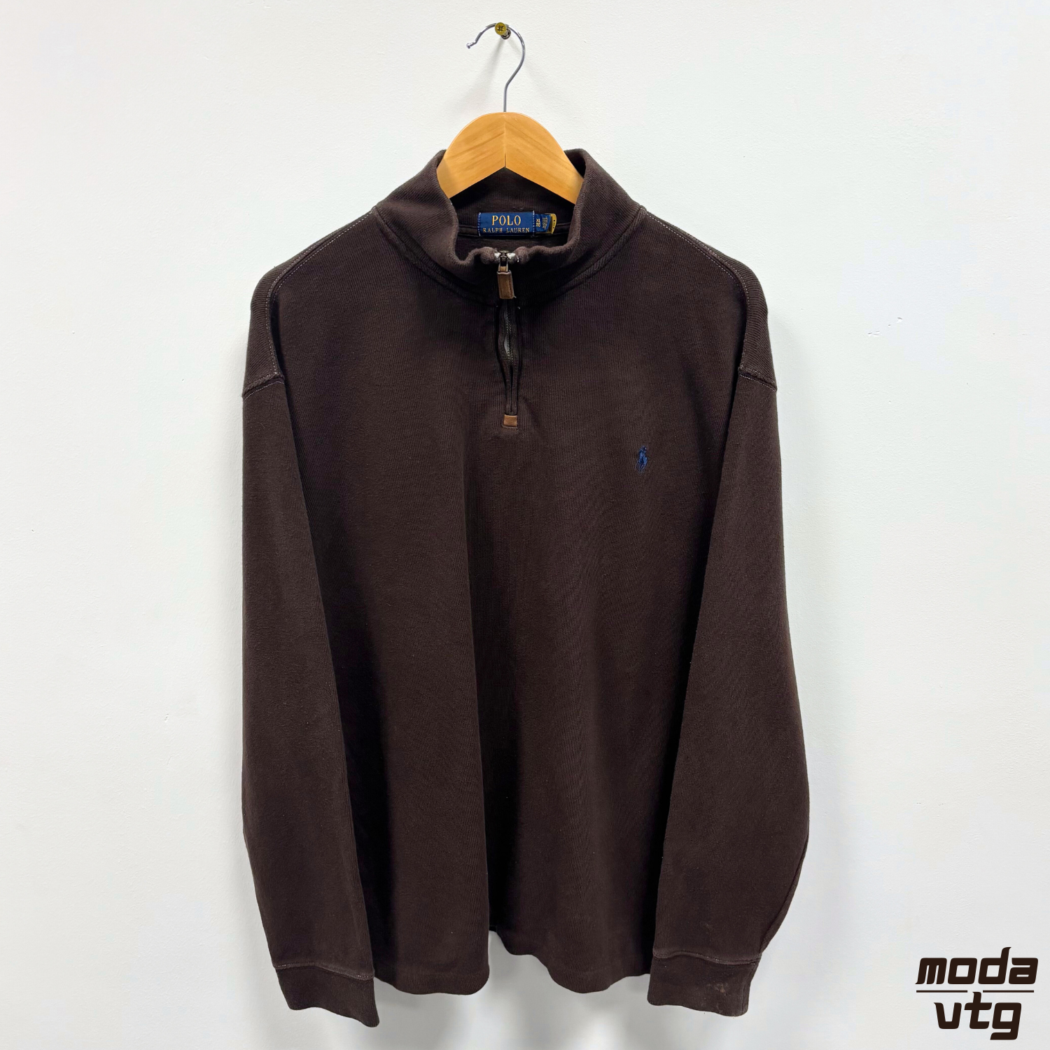 Vintage Y2K Ralph Lauren Sweatshirt Brown XL Quarter Zip