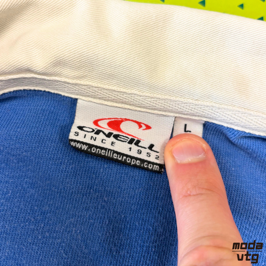 Vintage Y2K O’Neill Rugby Polo Grey Blue Medium Striped