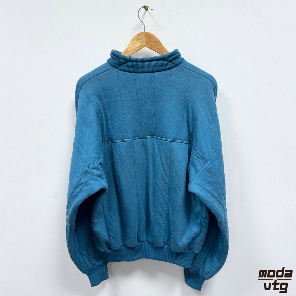 Vintage 80s Nike Sweatshirt Blue Large Quarter Zip Retro Made In Isreal